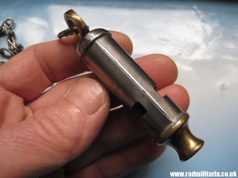 & WW1 original British MILITARY WHISTLE with date 1918 and metal chain: J. HUDSON & Co BIRMINGHAM. - Image 13