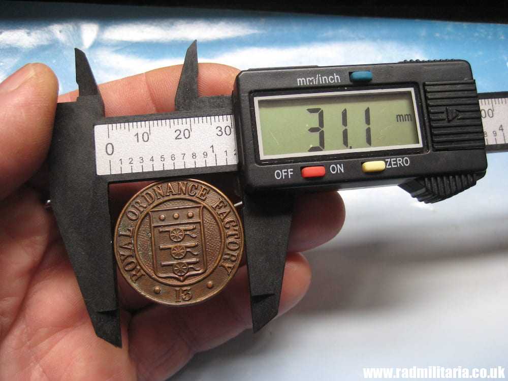 & WW2 Royal Ordnance Factory 13 munition workers BRONZE lapel BADGE with no. 1715 - Image 6