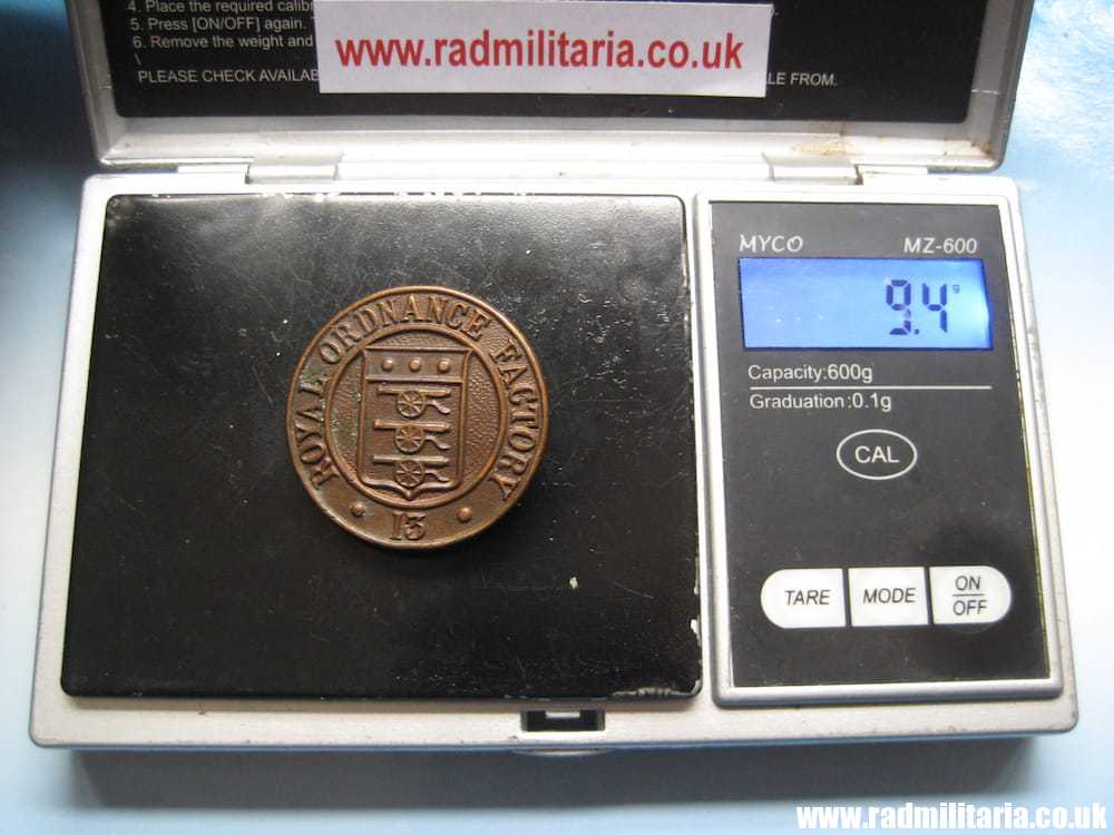 & WW2 Royal Ordnance Factory 13 munition workers BRONZE lapel BADGE with no. 1715 - Image 7