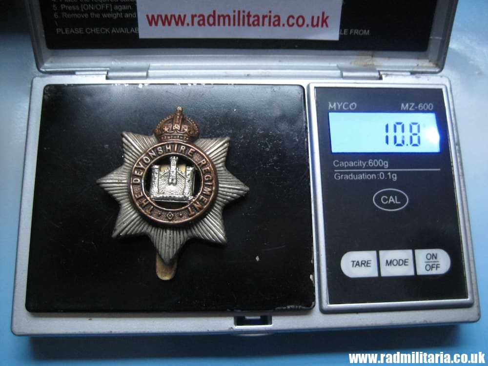& WW1 original British CAP BADGE - Devonshire Regiment, maker: F.N B'HAM. - Image 13