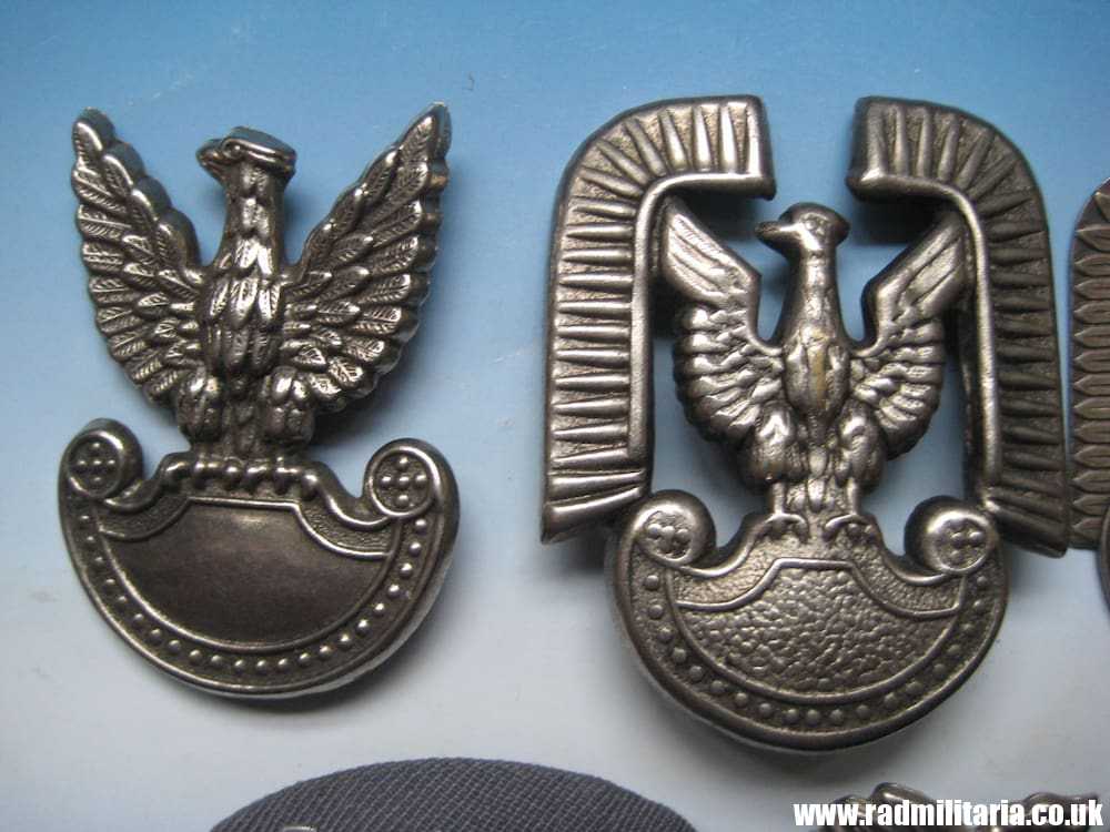 & post WW2 Polish EAGLE BADGES - Cap badges SET OF 7 - Genuine !! - Image 6