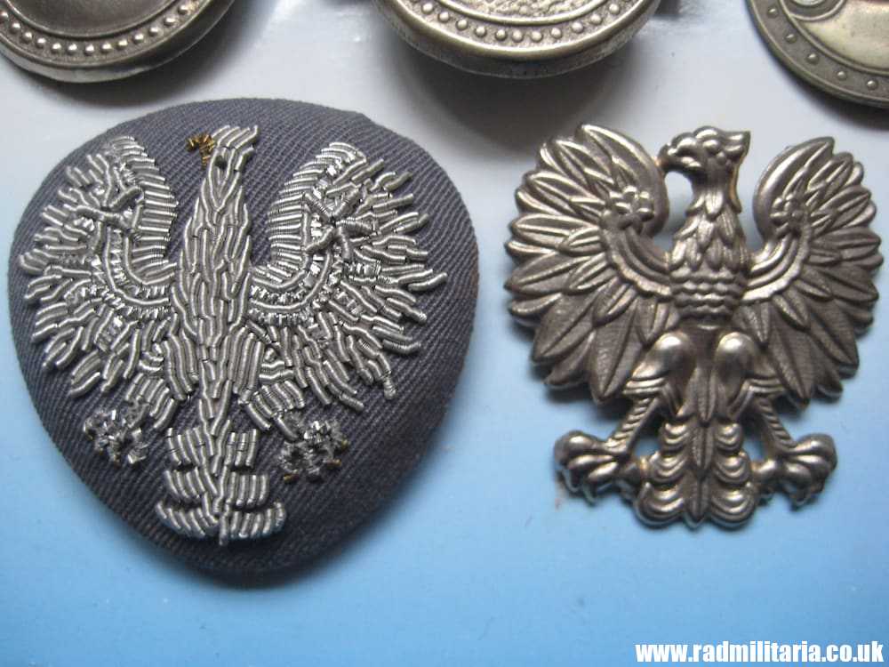 & post WW2 Polish EAGLE BADGES - Cap badges SET OF 7 - Genuine !! - Image 8