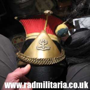 & pre WW1 original British LANCERS CAP with stamp: WD 1902, rare.