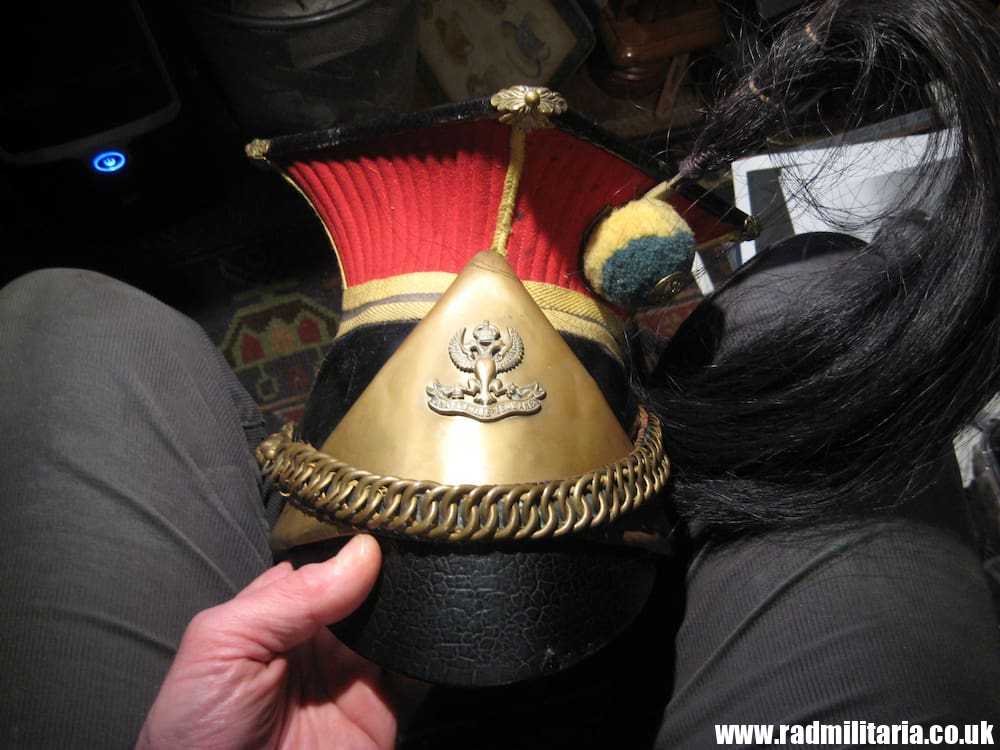 & pre WW1 original British LANCERS CAP with stamp: WD 1902, rare.