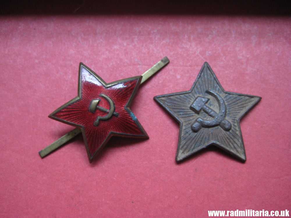& SET of 2 original SOVIET RUSSIA metal badges - CAP BADGES. - Image 2