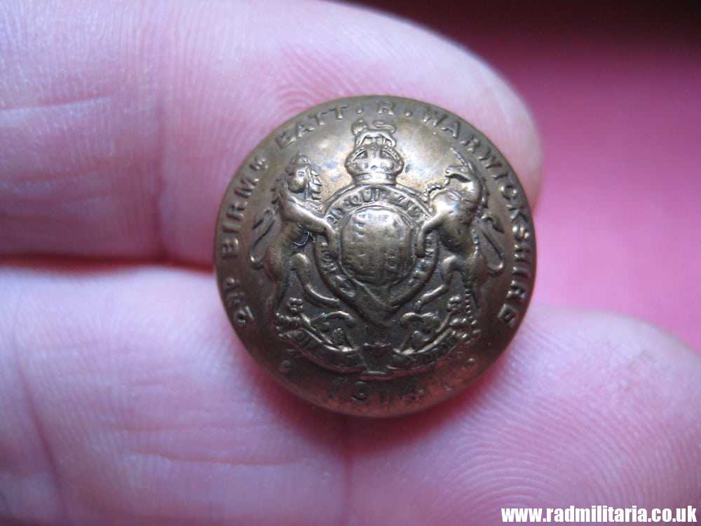 & WW1 very rare British MILITARY BUTTON with date 1914 - 2nd BIRMm BATT. R. WARWICKSHIRE - Image 2