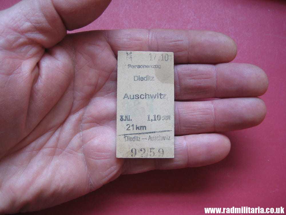 & WW2 German TRAIN TICKET Personenzug DIEDITZ - AUSCHWITZ. 17.10.1944 - 100% genuine. RARE !! - Image 2