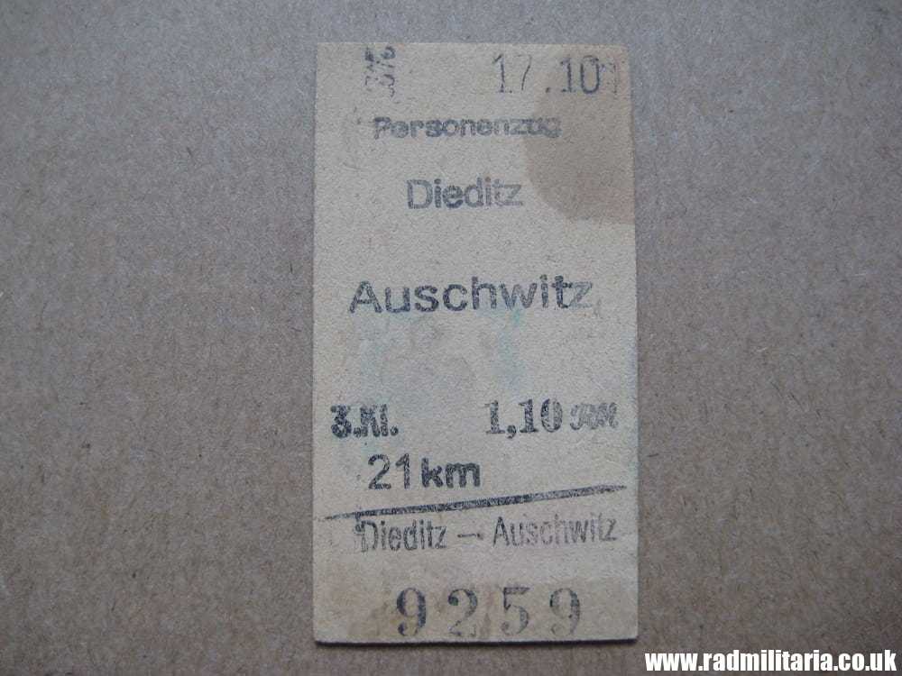 & WW2 German TRAIN TICKET Personenzug DIEDITZ - AUSCHWITZ. 17.10.1944 - 100% genuine. RARE !! - Image 10