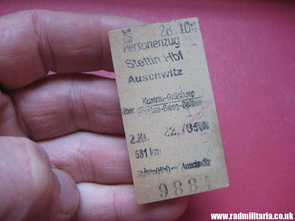 & WW2 German TRAIN TICKET Personenzug STETTIN Hbf - AUSCHWITZ. 28.10.1944 - 100% genuine. RARE ! - Image 2