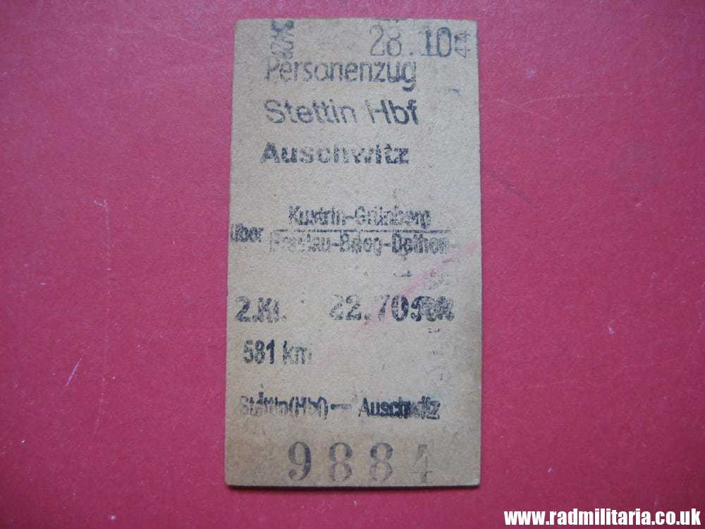 & WW2 German TRAIN TICKET Personenzug STETTIN Hbf - AUSCHWITZ. 28.10.1944 - 100% genuine. RARE ! - Image 13