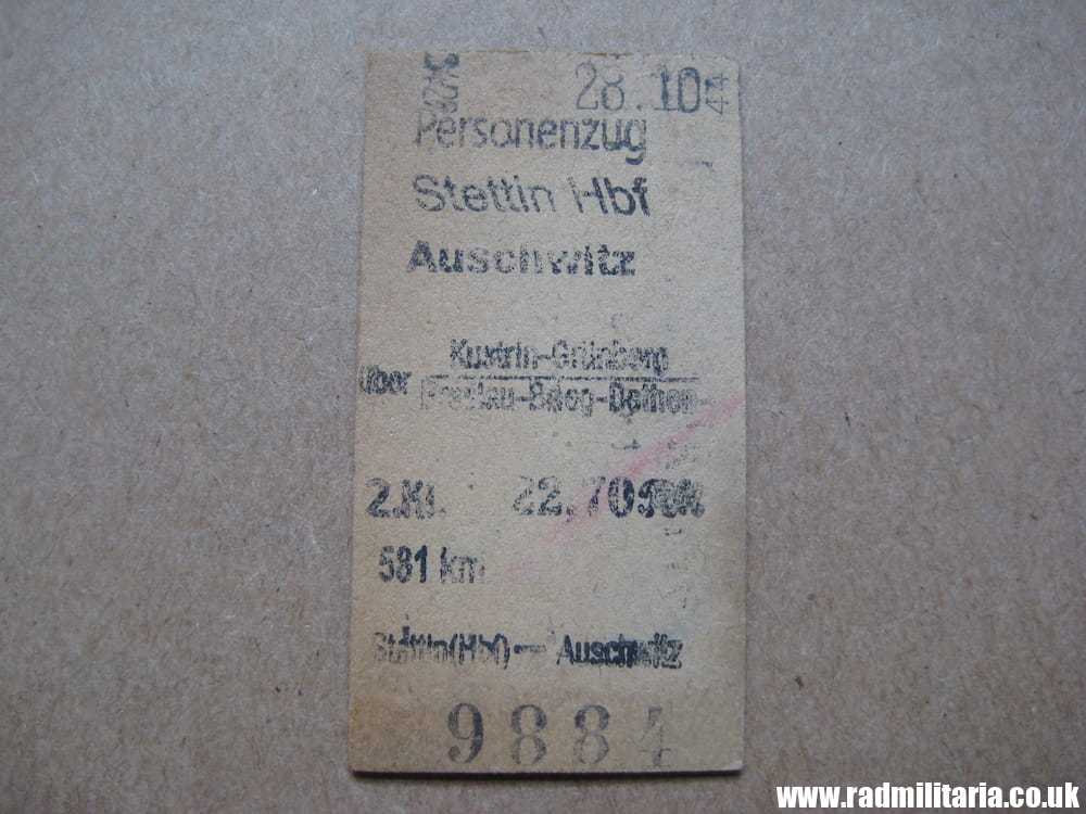 & WW2 German TRAIN TICKET Personenzug STETTIN Hbf - AUSCHWITZ. 28.10.1944 - 100% genuine. RARE ! - Image 7