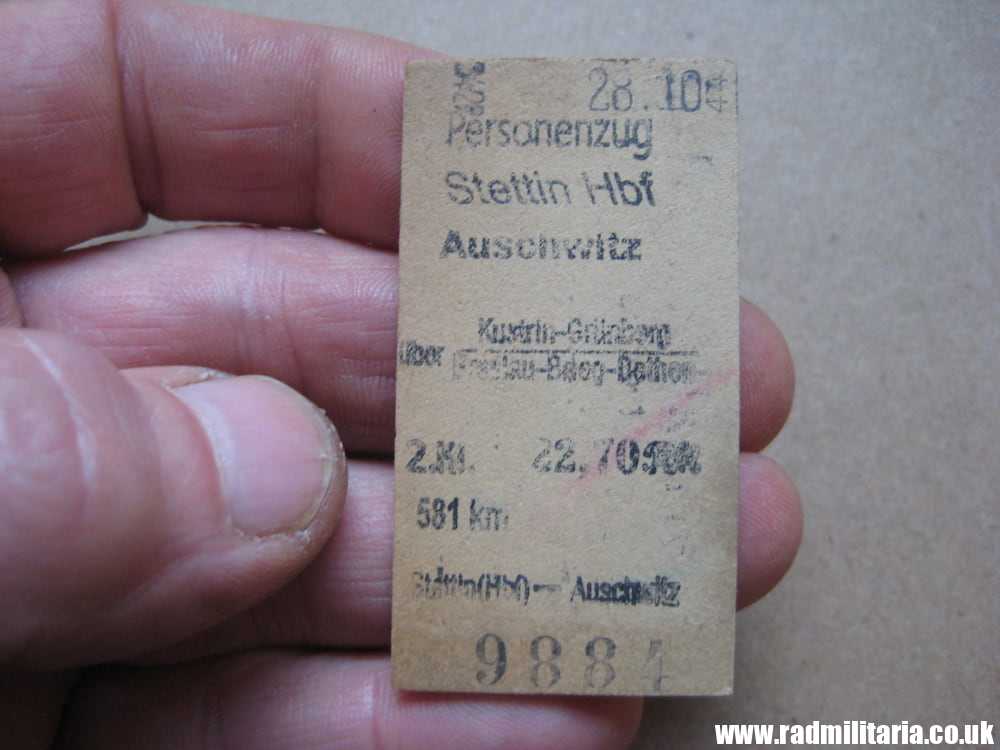 & WW2 German TRAIN TICKET Personenzug STETTIN Hbf - AUSCHWITZ. 28.10.1944 - 100% genuine. RARE ! - Image 8