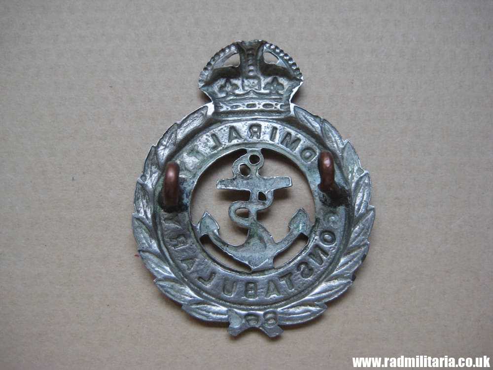 & post WW2 original British METAL BADGE - ADMIRALTY CONSTABULARY white metal cap badge.. - Image 3