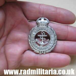 & post WW2 original British METAL BADGE - ADMIRALTY CONSTABULARY white metal cap badge..