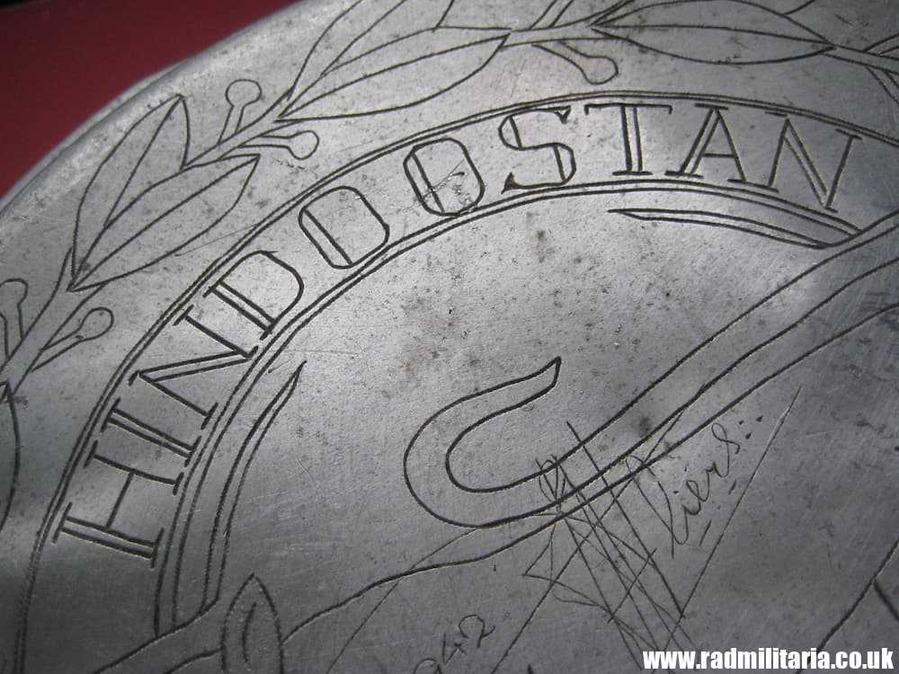 & WW2 original British TRENCH ART - LEICESTERSHIRE REGIMENT made 26.7.1942 in a Japanese POW Camp. - Image 5