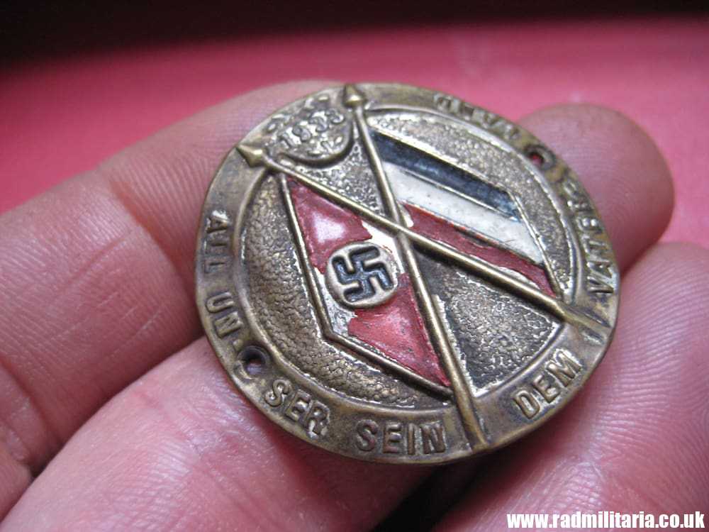 & early Nazi German PROPAGANDA BADGE/PLAQUE: 1933 All Unser Sein Dem Vaterland - genuine.