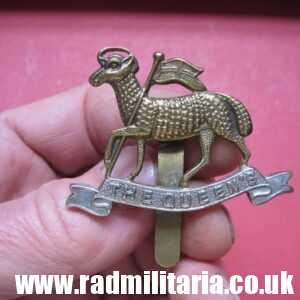 SOLD & WW1 British Regimental badge - CAP BADGE: Queens West Surrey, Queens Royal West Surrey (Queen's)..****..