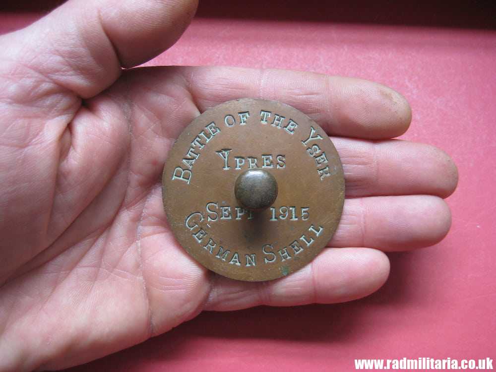 & WW1 original British TRENCH ART made of copper: BATTLE OF YSER, YPRES Sept. 1915 - Image 5