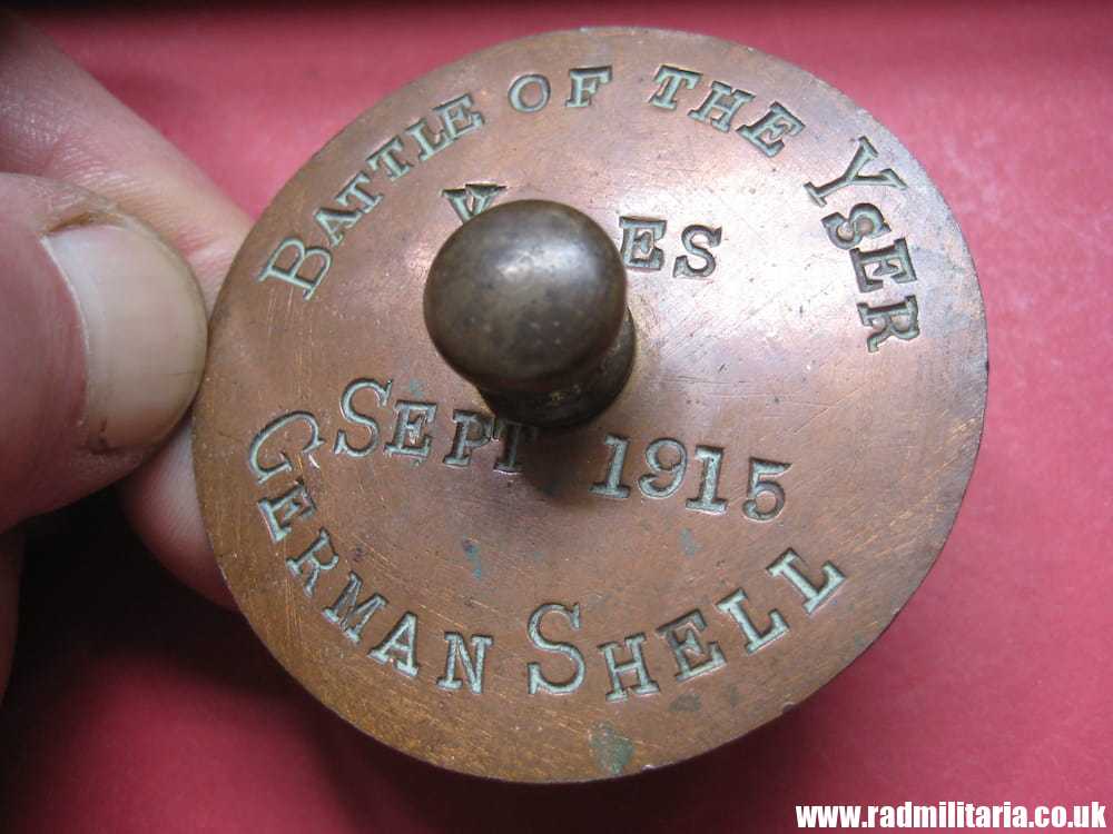 & WW1 original British TRENCH ART made of copper: BATTLE OF YSER, YPRES Sept. 1915 - Image 9