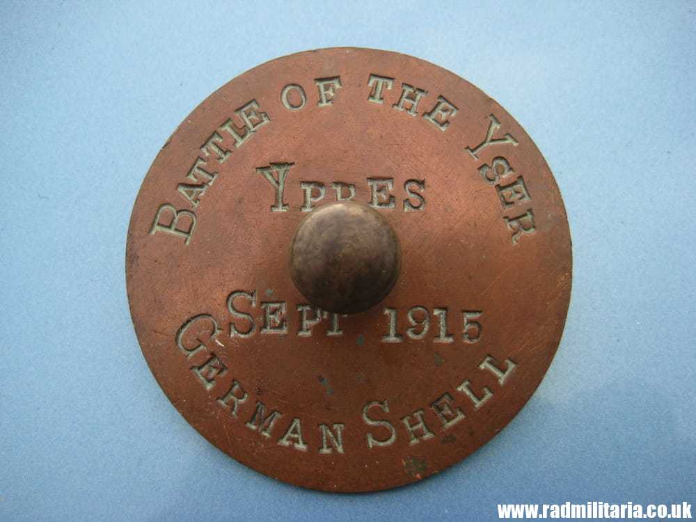 & WW1 original British TRENCH ART made of copper: BATTLE OF YSER, YPRES Sept. 1915 - Image 10