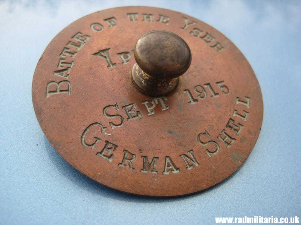 & WW1 original British TRENCH ART made of copper: BATTLE OF YSER, YPRES Sept. 1915 - Image 12