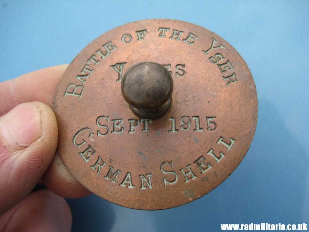& WW1 original British TRENCH ART made of copper: BATTLE OF YSER, YPRES Sept. 1915 - Image 15
