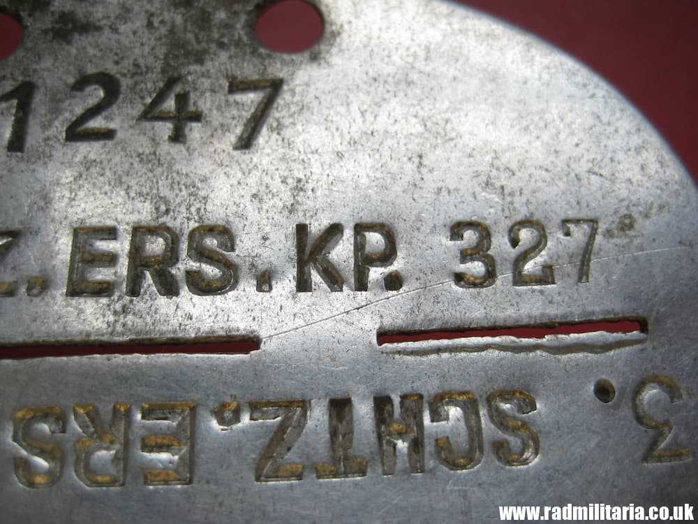 & original German DOG TAG – ID DISC in good condition: 1247 B 3. SCHTZ. ERS. KP. 327 - Image 5
