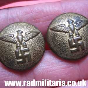 & WW2 PAIR of German NSDAP BUTTONS with eagle, RZM marks: RZM M5/236/14 genuine.