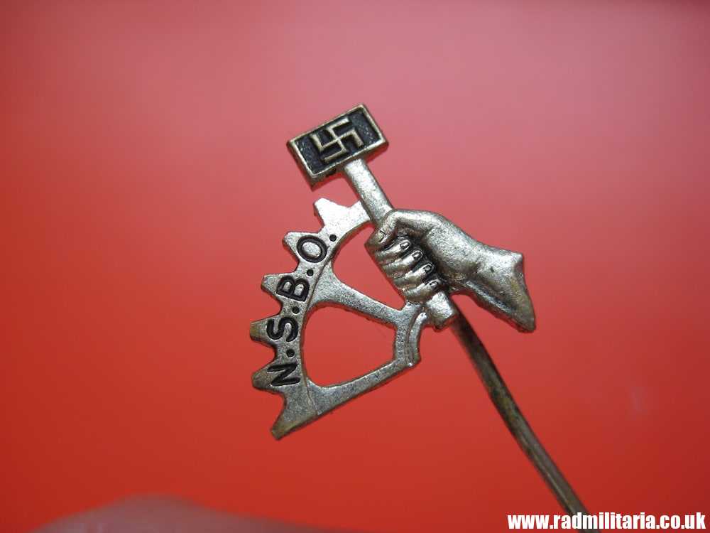 & WW2 original German PIN BADGE: NSBO Nationalsozialistische Betriebszellen Organisation (N.S.B.O.)