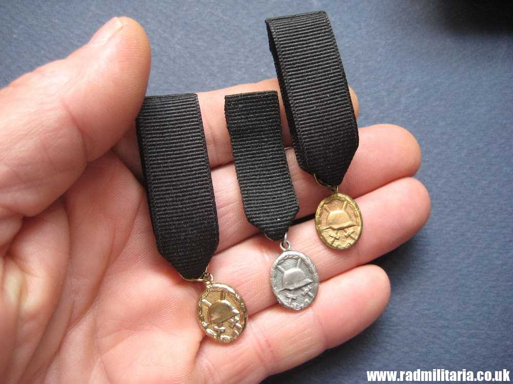 & post WW2 German WOUND BADGES - set of 3 small badges in good condition. - Image 2