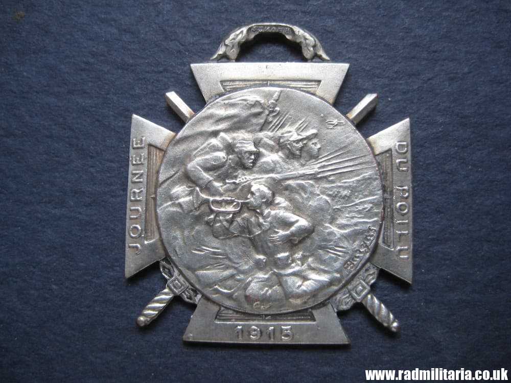 & WW1 original French CROSS BADGE with date 25-26.12.1915 JOURNEE DU POILU - genuine. - Image 5