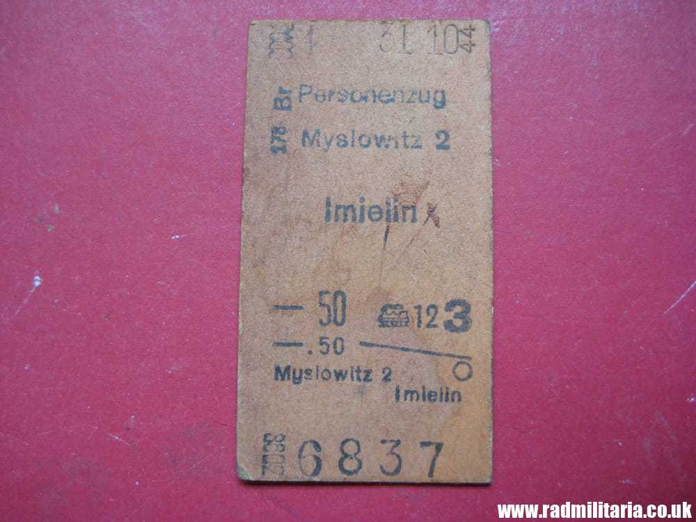 & WW2 original German TRAIN TICKET Personenzug from Myslowitz to Imielin 31.10.1944 - 100% genuine. - Image 7