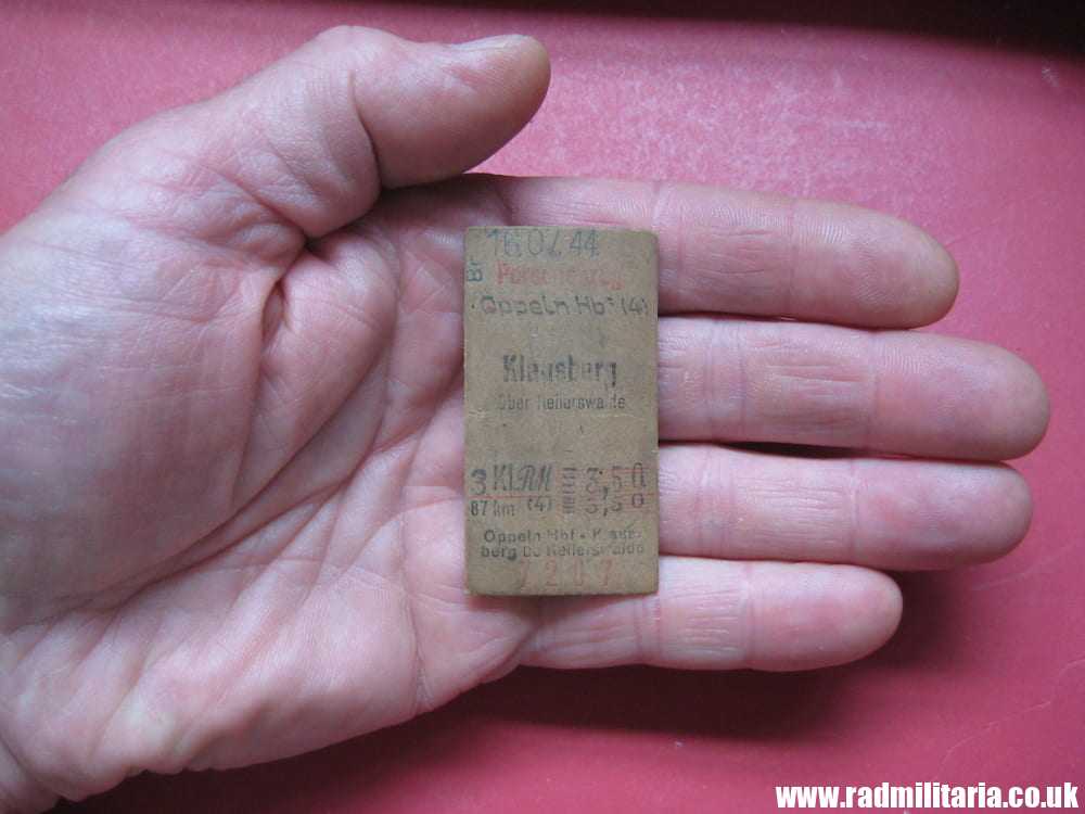 & WW2 original German TRAIN TICKET Personenzug from Oppeln to Klausberg 16.07.1944 - 100% genuine. - Image 2