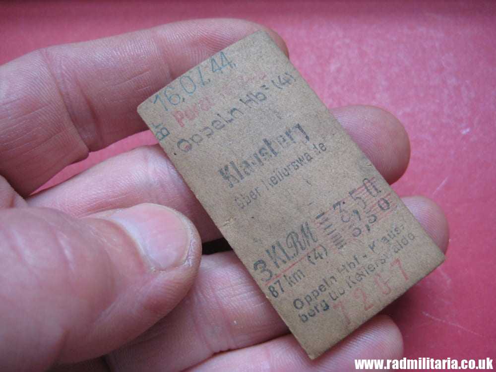 & WW2 original German TRAIN TICKET Personenzug from Oppeln to Klausberg 16.07.1944 - 100% genuine. - Image 8