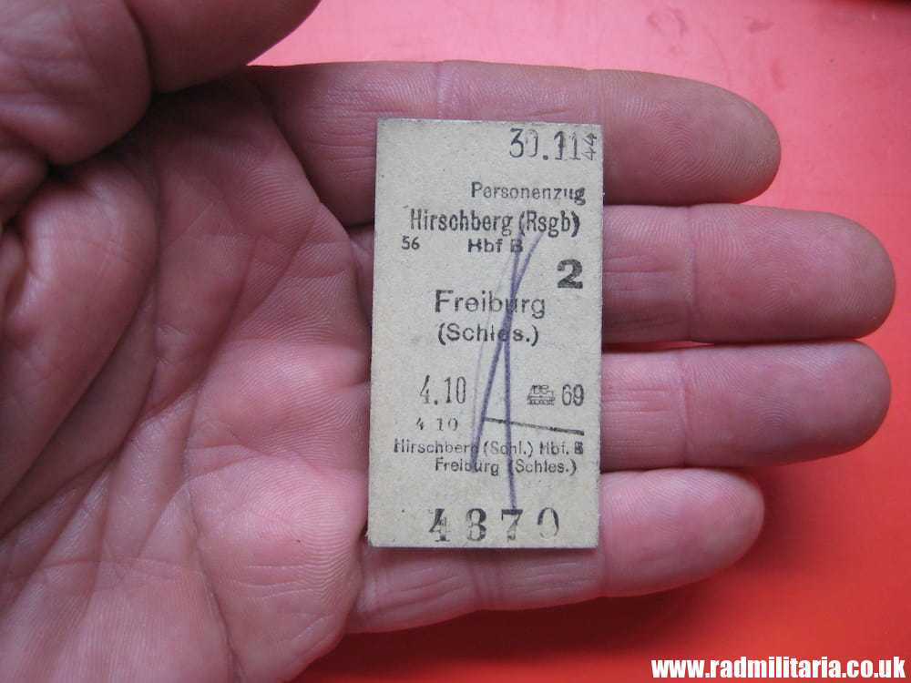& WW2 original German TRAIN TICKET from Hirschberg to Freiburg 30.11.1944 - 100% genuine. - Image 6