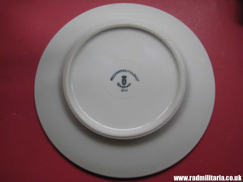 & WW2 original German ceramic CANTEEN PLATE - Reichsarbeitsdienst 1941 RAD - Image 8