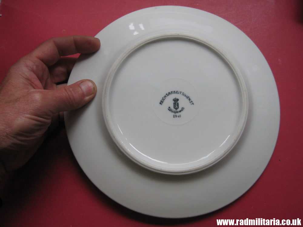 & WW2 original German ceramic CANTEEN PLATE - Reichsarbeitsdienst 1941 RAD - Image 2