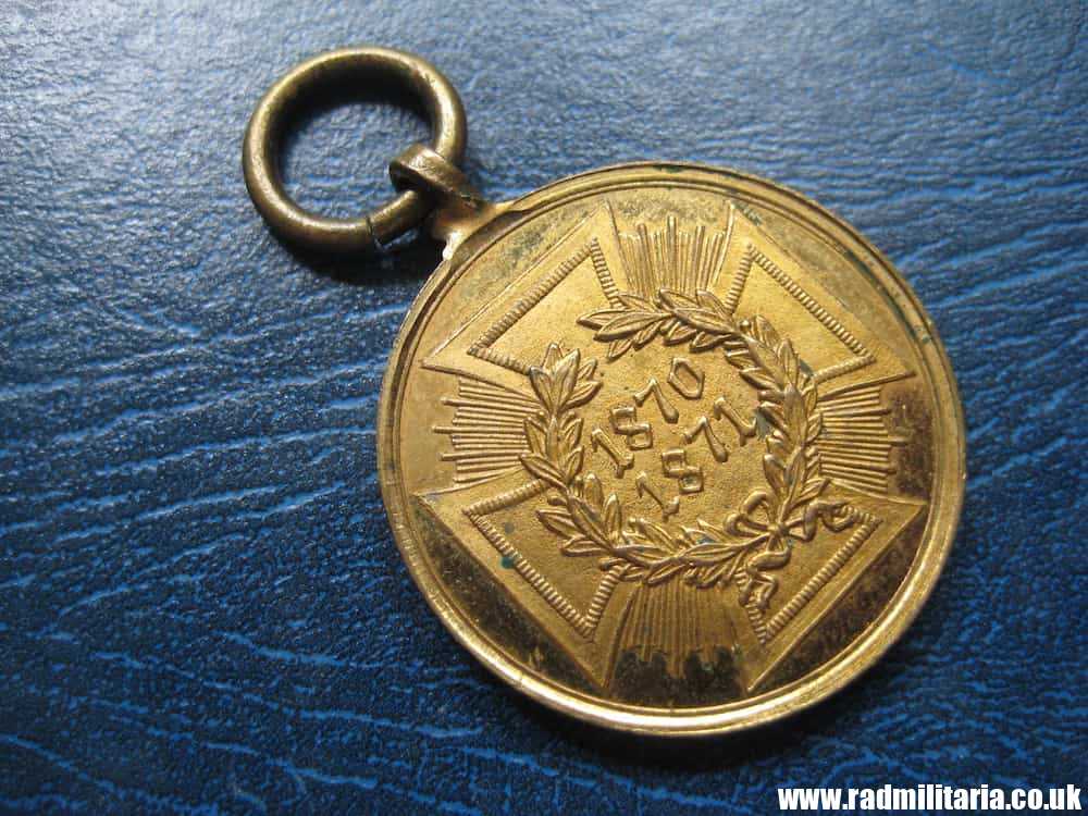& pre WW1 German gilded MEDAL - Kriegsdenkmunze 1870 - 1871, Prussian Campaign Medal 1870 - 71.