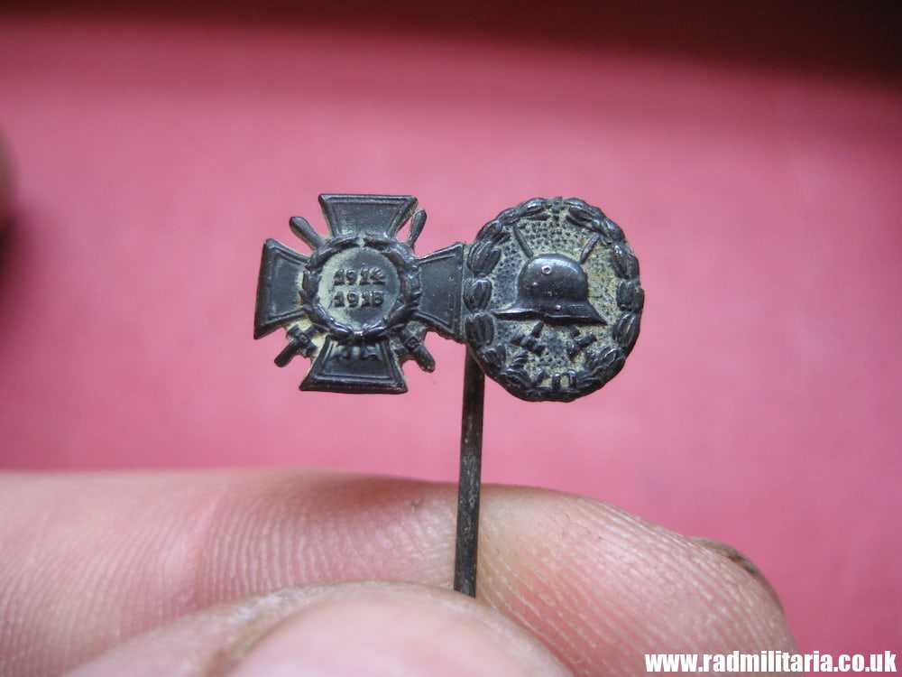 & WW1 miniature German Wound BADGE & Hindenburg CROSS- small pin badge. - Image 2