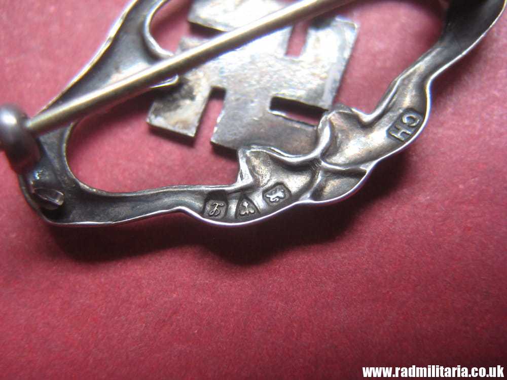 & original solid silver BROCHE BADGE with swastika - British silver marks. - Image 3