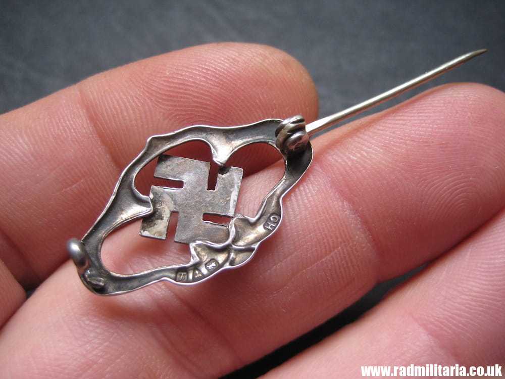 & original solid silver BROCHE BADGE with swastika - British silver marks. - Image 12