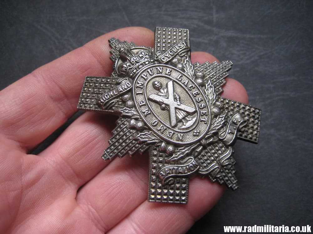& WW1 or WW2 Scottish badge: HIGHLAND CYCLIST BATTALION T.F. - original Cap Badge - Image 6