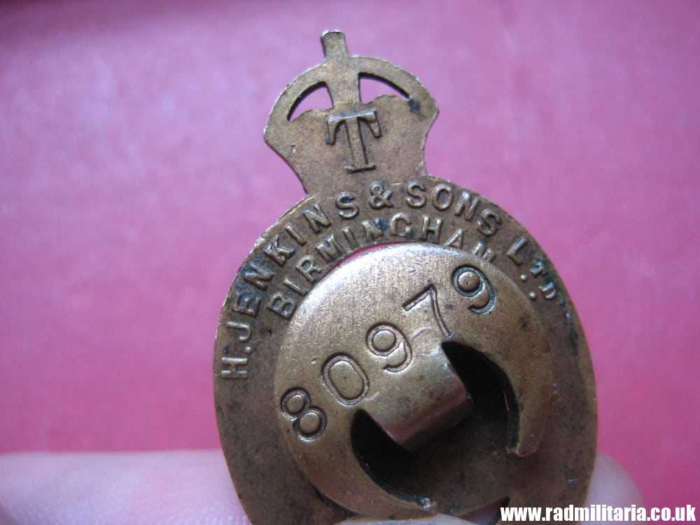 & WW1 original British metal BADGE 1915 - ON WAR SERVICE no. 80979, maker: H. Jenkins & Sons Ltd Birmingham T. - Image 3