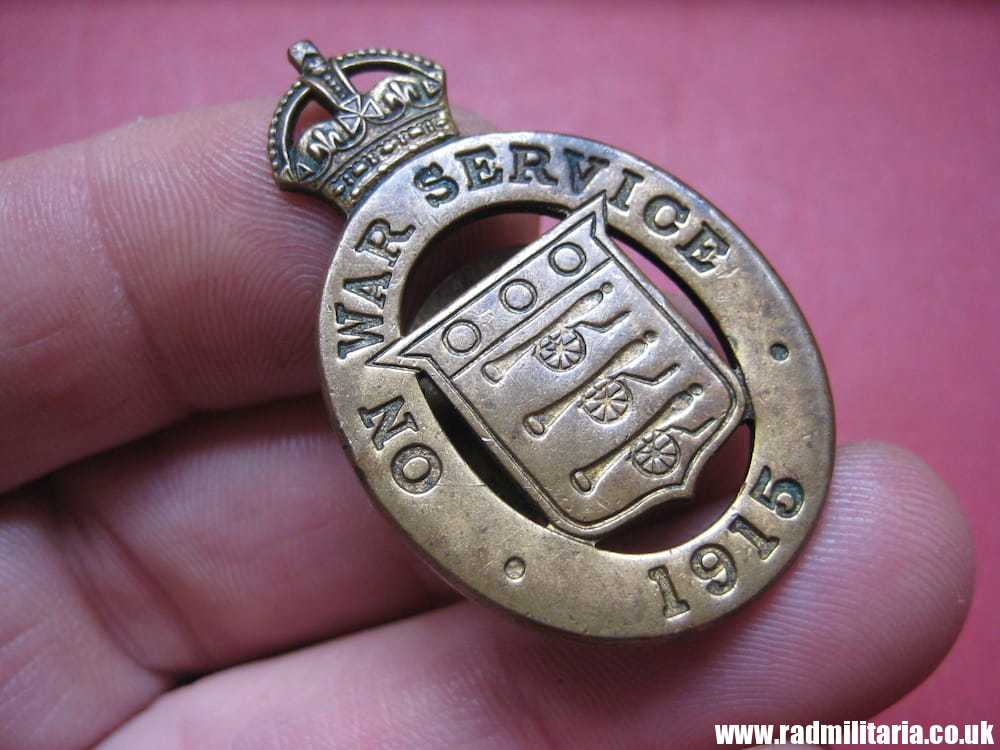 & WW1 original British metal BADGE 1915 - ON WAR SERVICE no. 80979, maker: H. Jenkins & Sons Ltd Birmingham T.