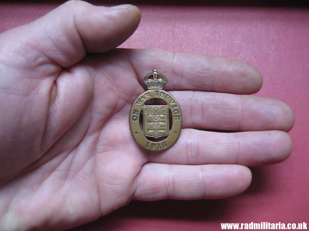 & WW1 original British metal BADGE: 1915 - ON WAR SERVICE no. 79996, maker: T. FATTORINI BOLTON. - Image 8