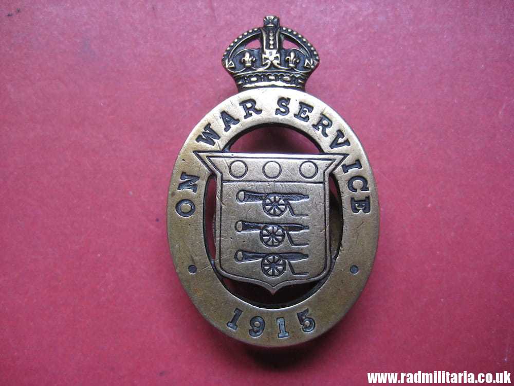 & WW1 original British metal BADGE: 1915 - ON WAR SERVICE no. 75, maker: Woolley & Co (Birm.) Ltd - Image 2