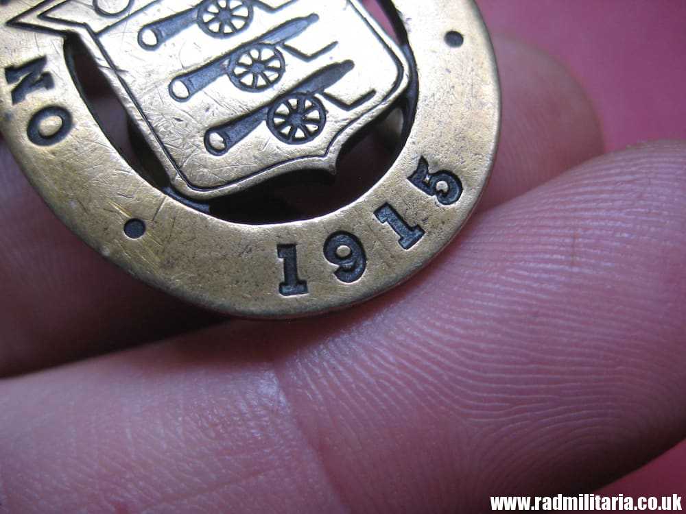 & WW1 original British metal BADGE: 1915 - ON WAR SERVICE no. 75, maker: Woolley & Co (Birm.) Ltd - Image 5