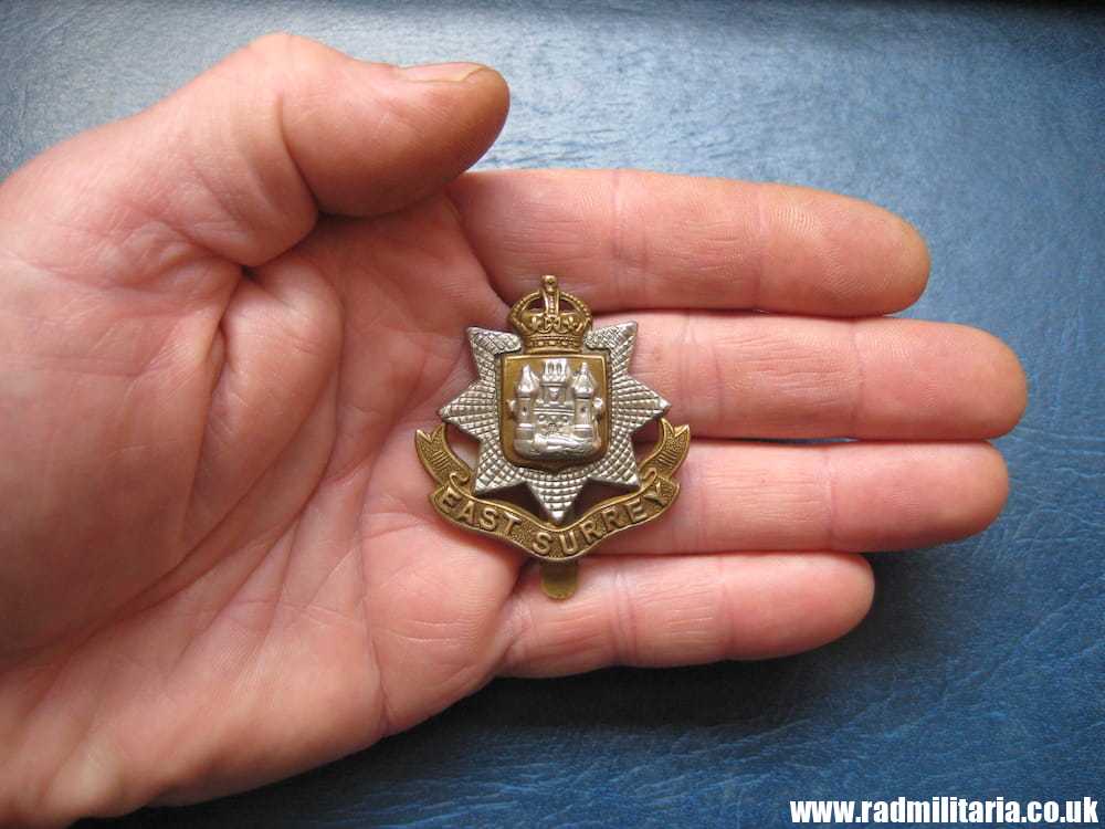 & WW1/WW2 British Regimental badge - CAP BADGE: East Surrey Regiment Badge - King's Crown. - Image 6