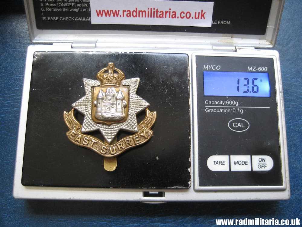 & WW1/WW2 British Regimental badge - CAP BADGE: East Surrey Regiment Badge - King's Crown. - Image 9