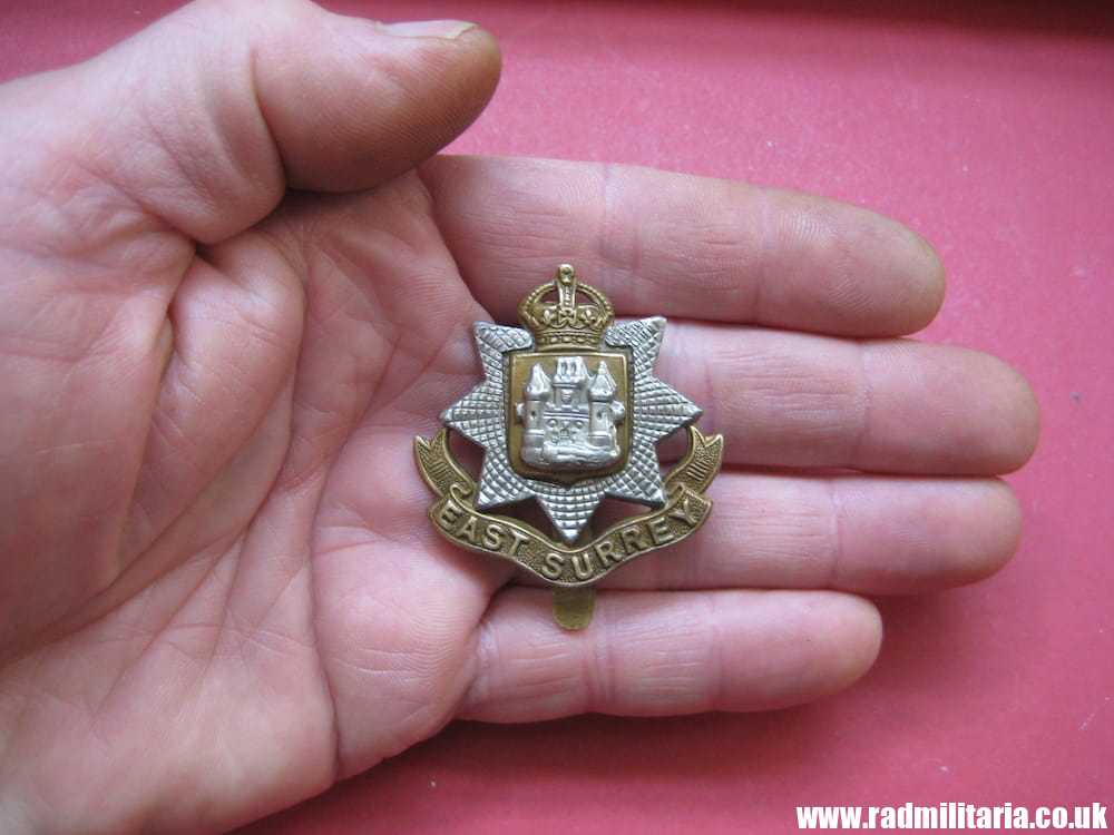 & WW1/WW2 British Regimental badge - CAP BADGE: East Surrey Regiment Badge - King's Crown. - Image 12